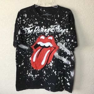 Cool ROLLING STONES Logo Paint Splatter T-Shirt